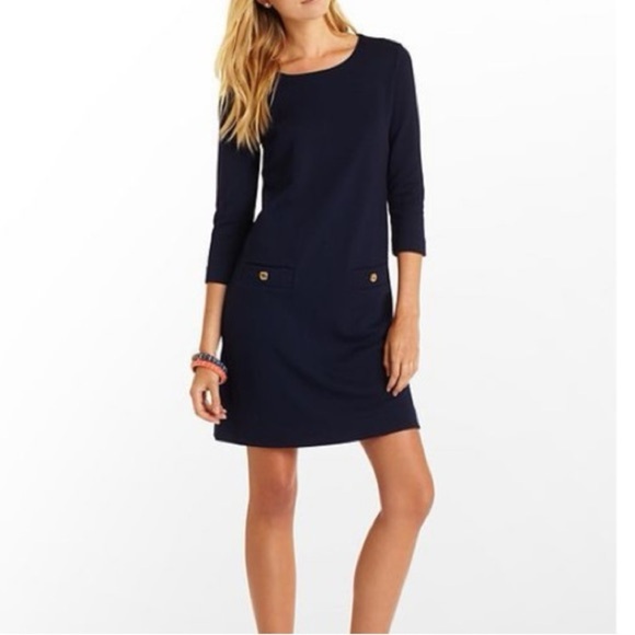 Lilly Pulitzer Charlene Ribbed Shift Dress in True Navy - Size Small - Picture 1 of 8